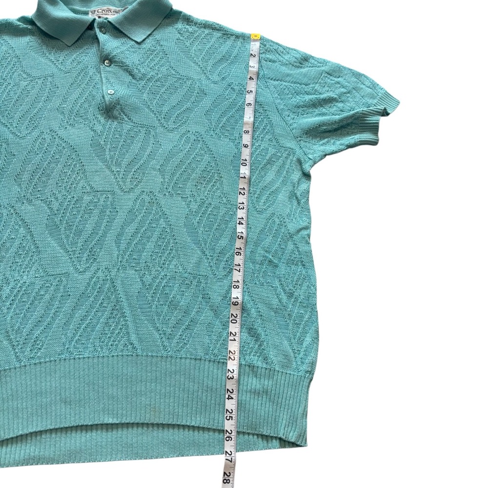 St Croix Knits Men's Teal Textured Knit‎ Polo Shirt Size XL Made in USA - Picture 8 of 8